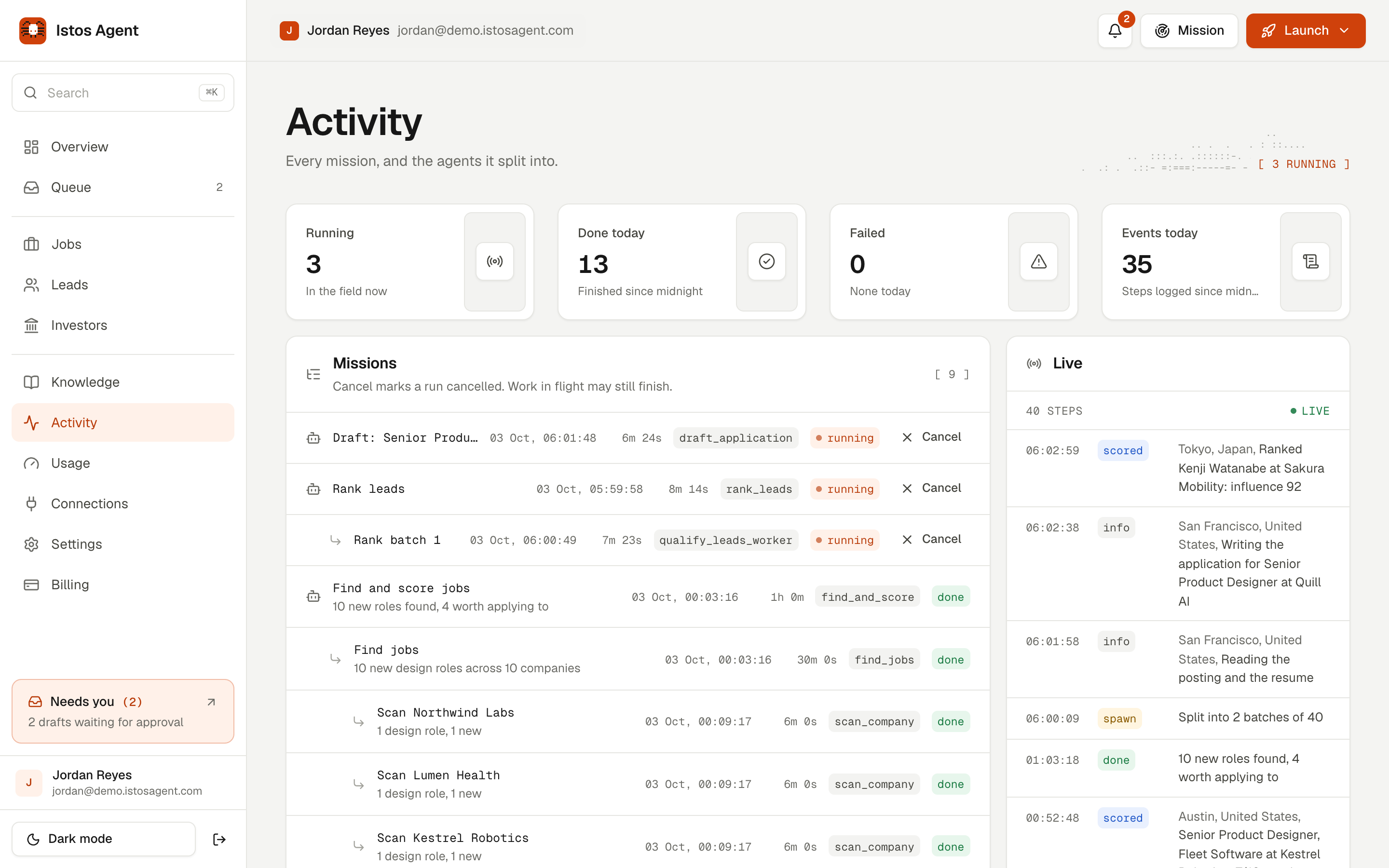 The activity log